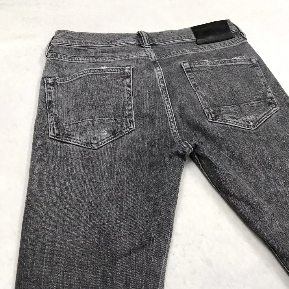 ALL SAINTS Raveline Cigarette Jean Men 30x32 Gray Distress Taper Stretch Denim